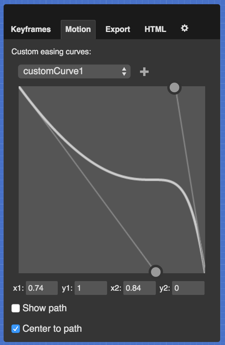 A screenshot of a bezier curve being edited.